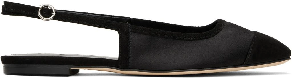 AEYDE Black Geraldine Satin Toe-Cap Ballerina Flats 1