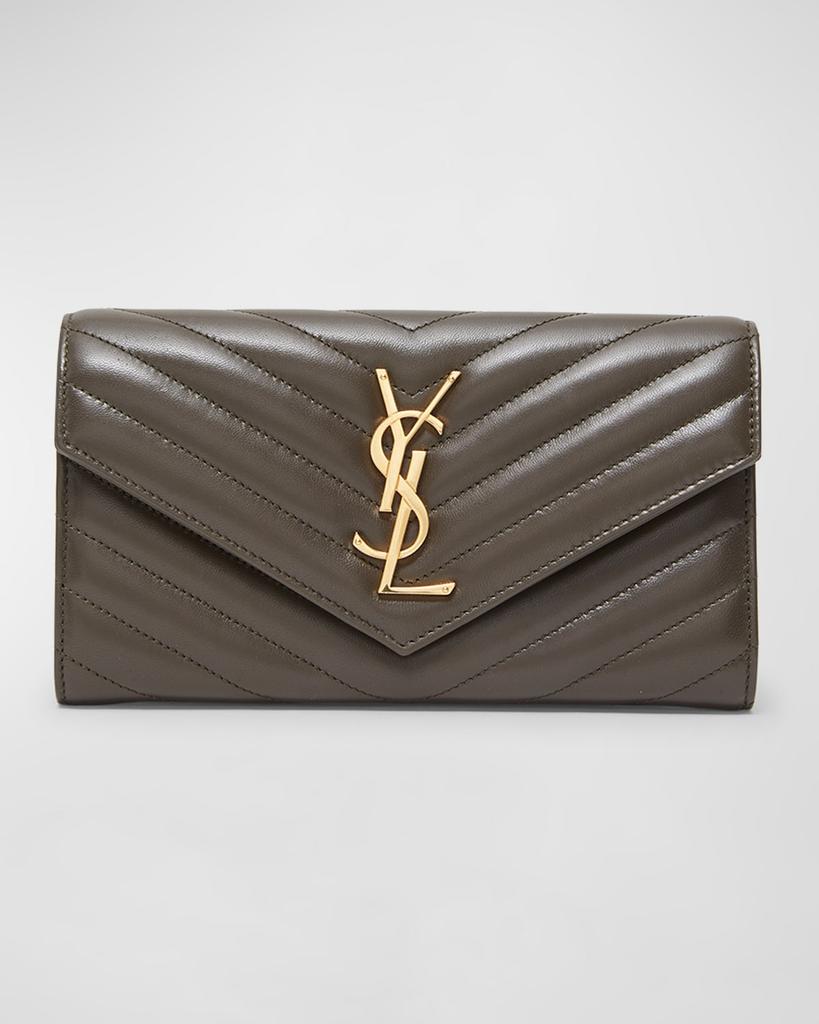 Yves Saint Laurent YSL Monogram Large Envelope Flap Wallet in Smooth Leather