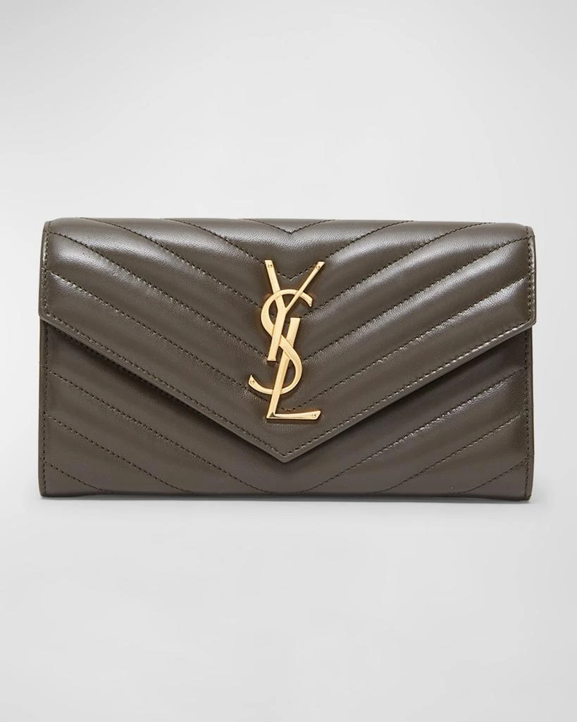 Yves Saint Laurent YSL Monogram Large Envelope Flap Wallet in Smooth Leather 1