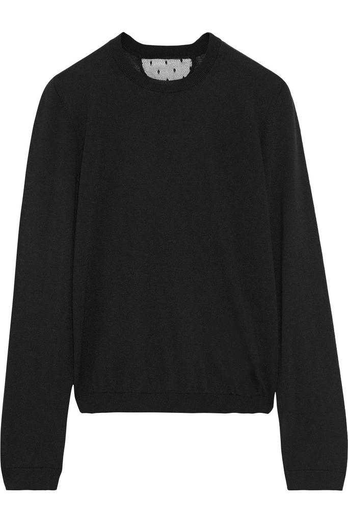 RED Valentino Point d'esprit-trimmed cashmere and silk-blend sweater