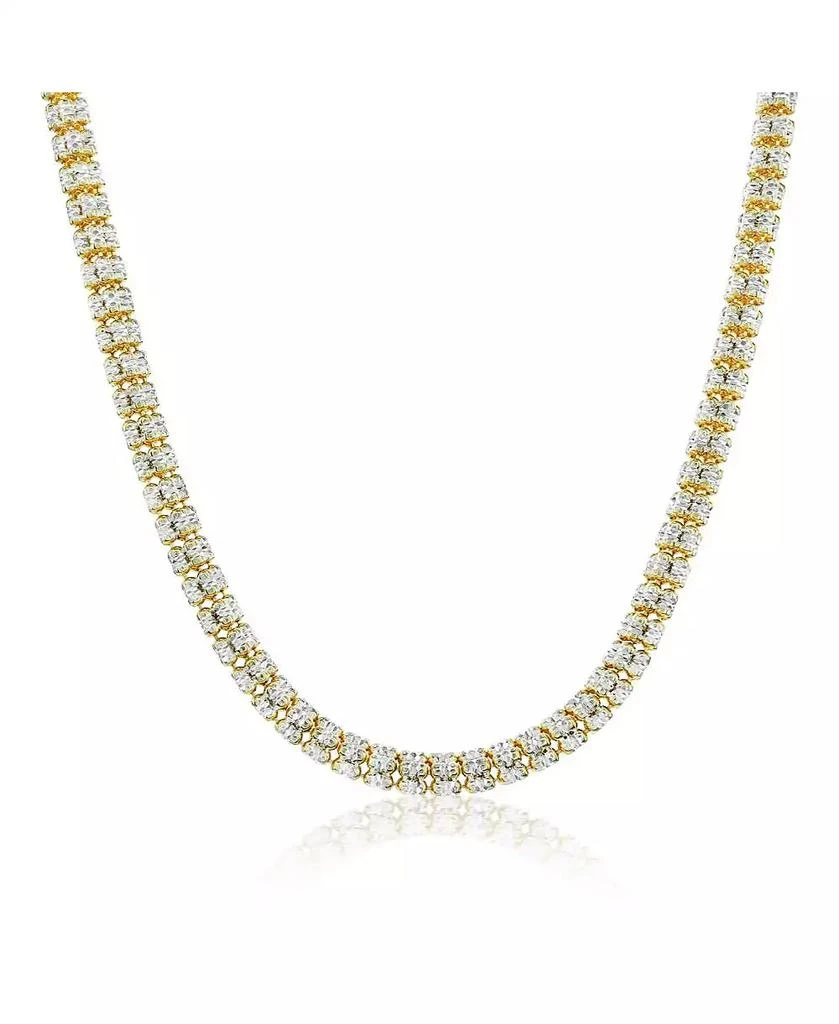 Simona Sterling Silver 5mm D-C Ice Barrel Chain - Two-Tone