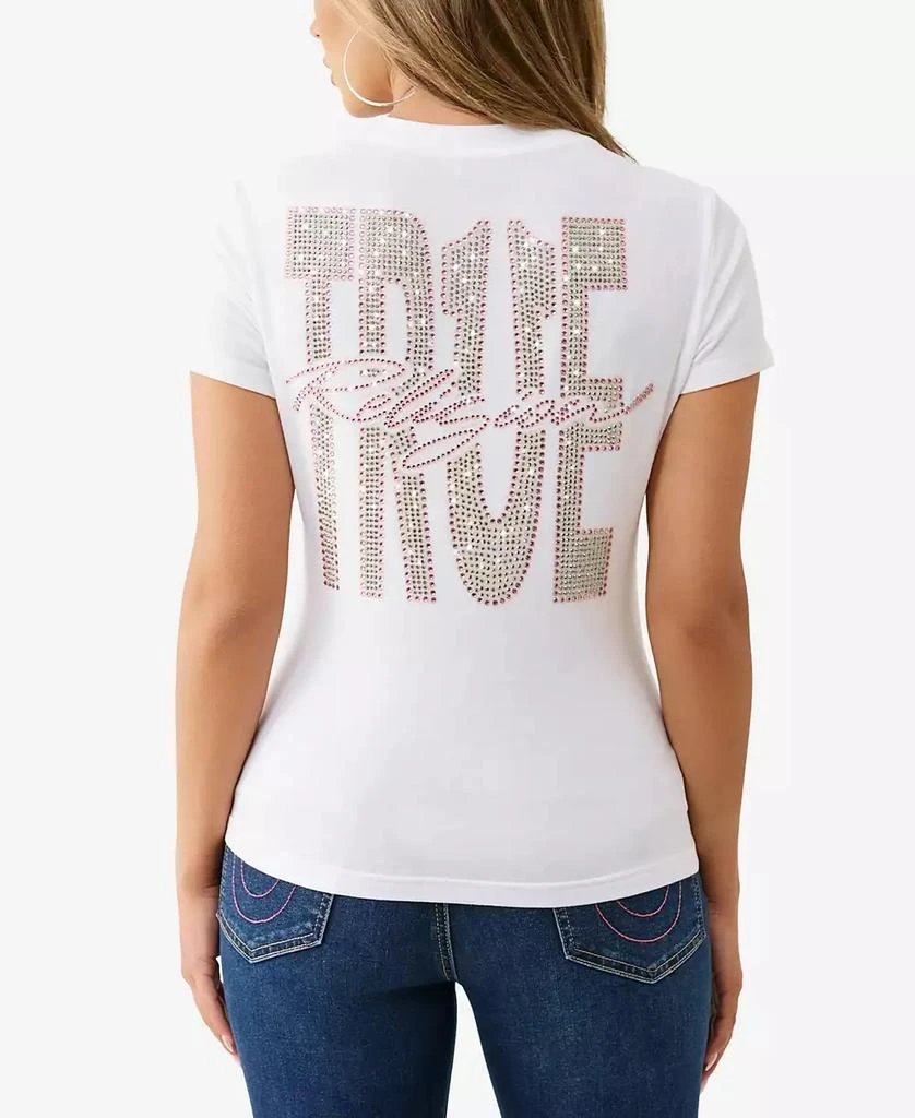 True Religion Women's Crystal Logo V-Neck T-Shirt 2