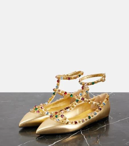 Valentino Rockstud metallic leather ballet flats 4