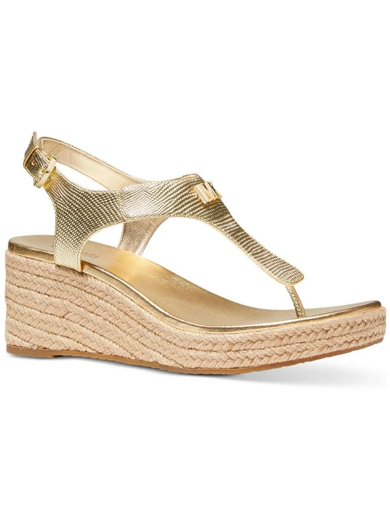 Michael Kors Laney Womens Leather Espadrille Wedge Sandals 1