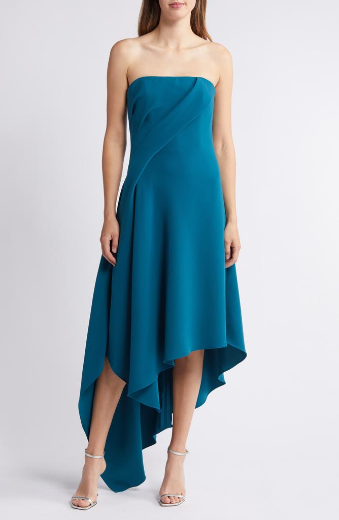 Amsale Asymmetric Strapless Cocktail Dress