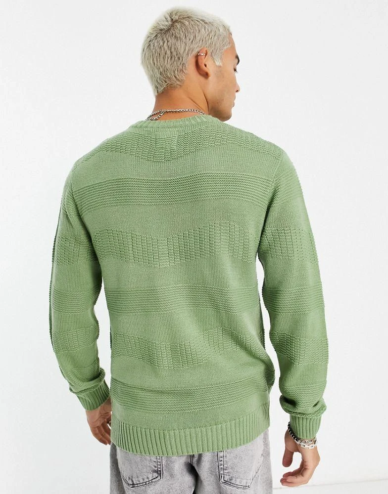 Le Breve Le Breve wave knit jumper in green 2