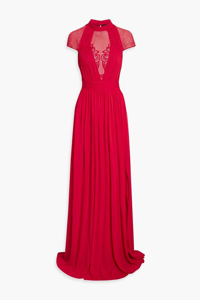 Zuhair Murad Cutout point d'esprit-paneled jersey gown