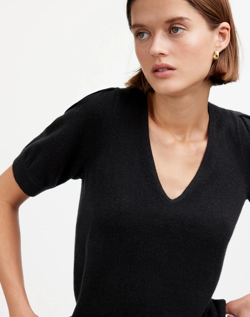 Madewell Cashmere V-Neck Puff-Sleeve Sweater Tee 4