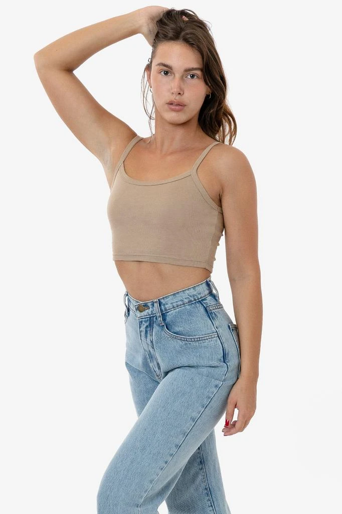 Los Angeles Apparel 43016 - Baby Rib Spaghetti Crop Tank 3