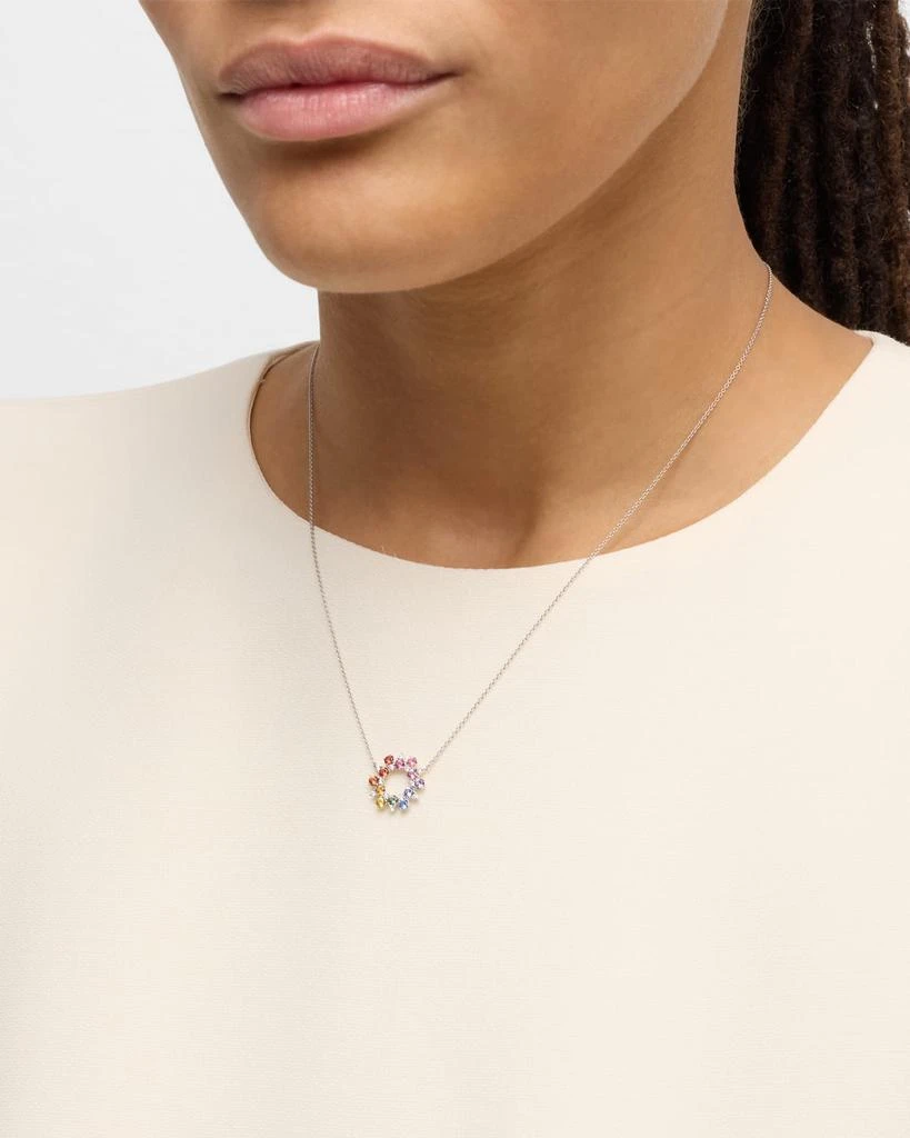Lisa Nik Rainbow 18K White Gold Round Sapphire and Diamond Pendant Necklace 2