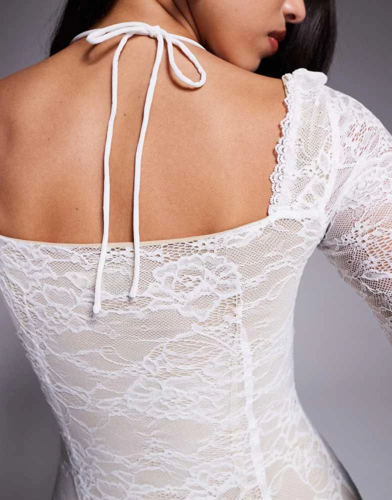 wedding dresses with lace train One Shoulder Wedding Dress Lace Stylish Cathedral Train main image 1