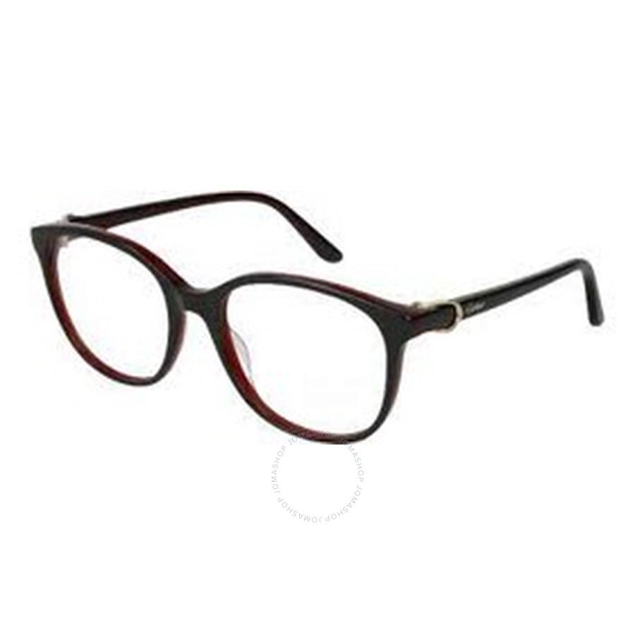 Cartier Demo Cat Eye Ladies Eyeglasses CT0007O 001 52