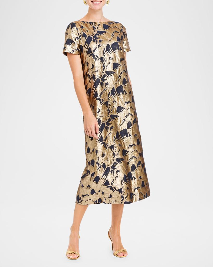 Mestiza New York Adria Metallic Jacquard Midi Shift Dress