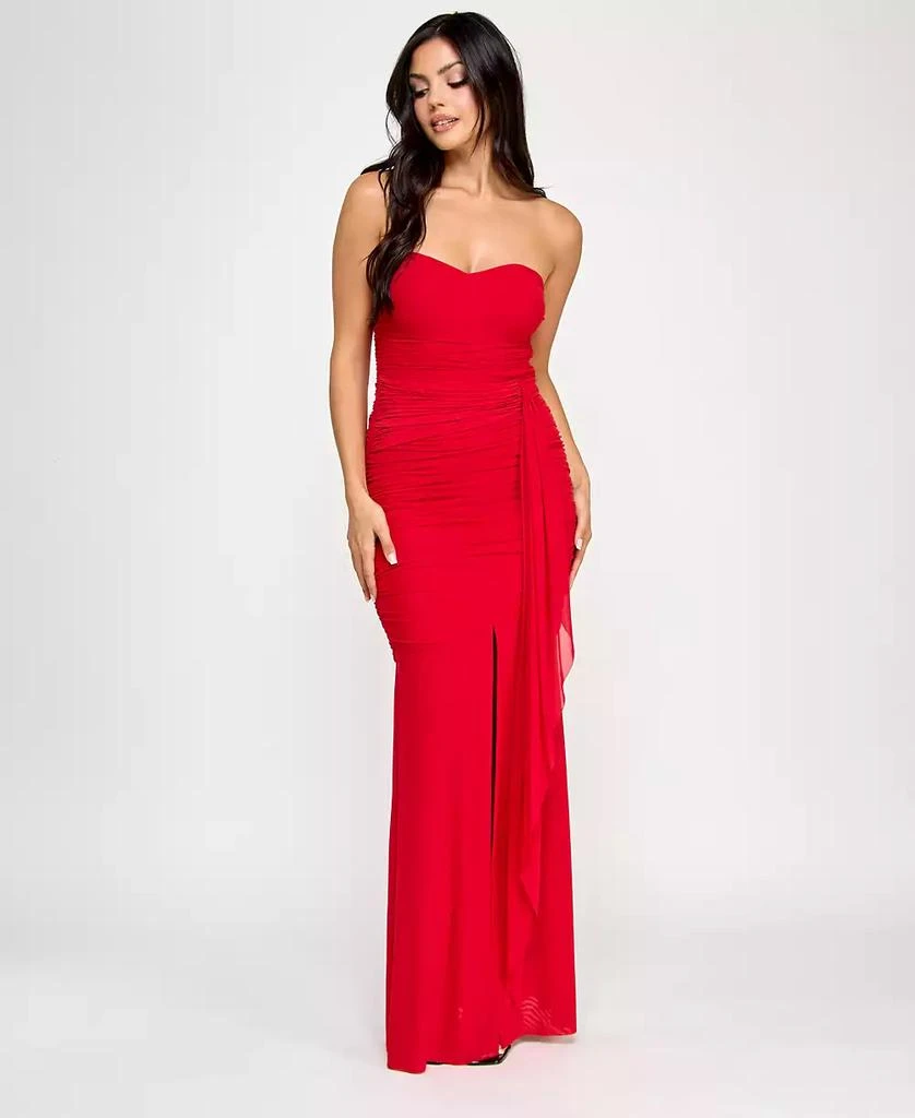 BCX Juniors' Power-Mesh Sweetheart Center-Slit Dress, Created for Macy's 1