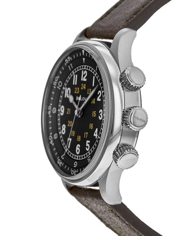 Bulova Bulova A-15 Pilot Black Dial Brown Leather Strap Men's Watch 96A245 4