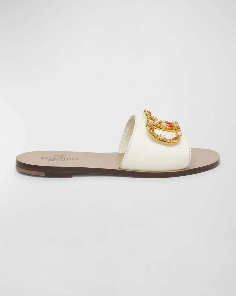 Valentino VLogo Embellished Medallion Slide Sandals 1
