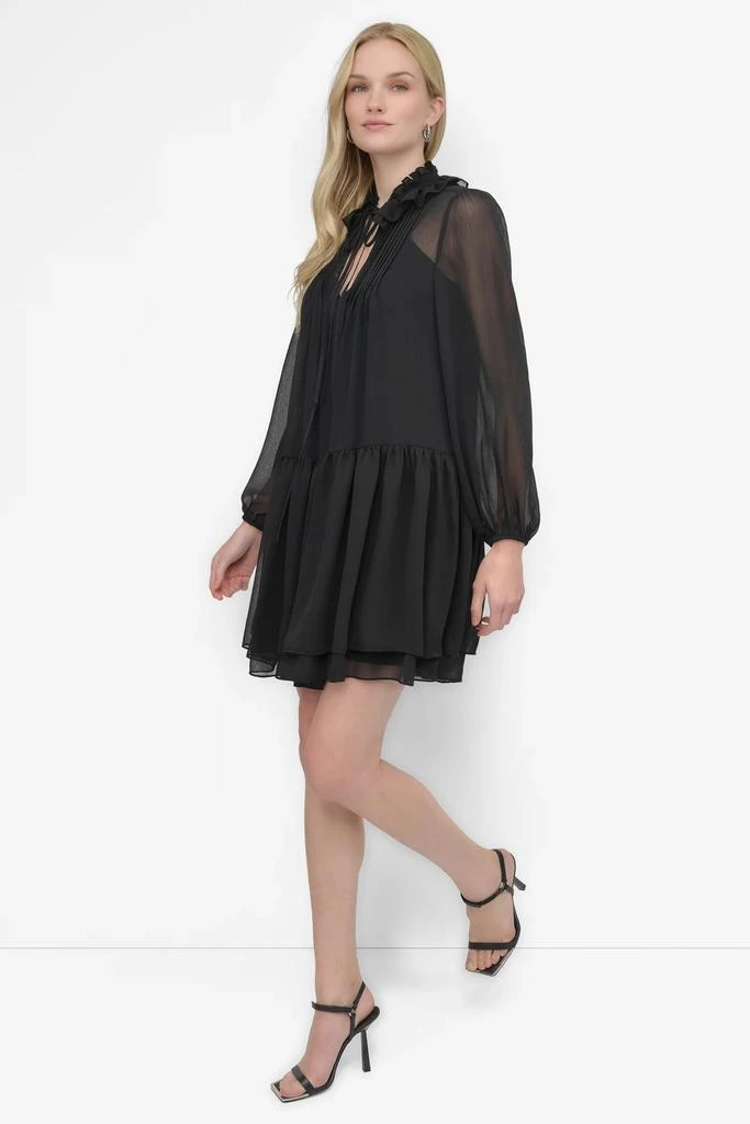 DKNY LONG SLEEVE CHIFFON MINI DRESS 3
