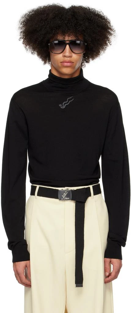 LU'U DAN SSENSE Exclusive Black Embroidered Turtleneck 1