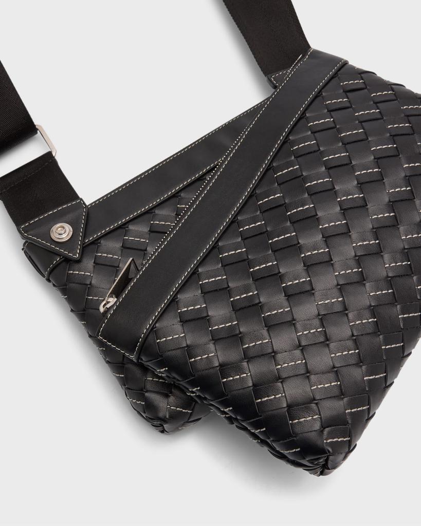 Bottega Veneta Men's Duo Intrecciato Leather Crossbody Bag