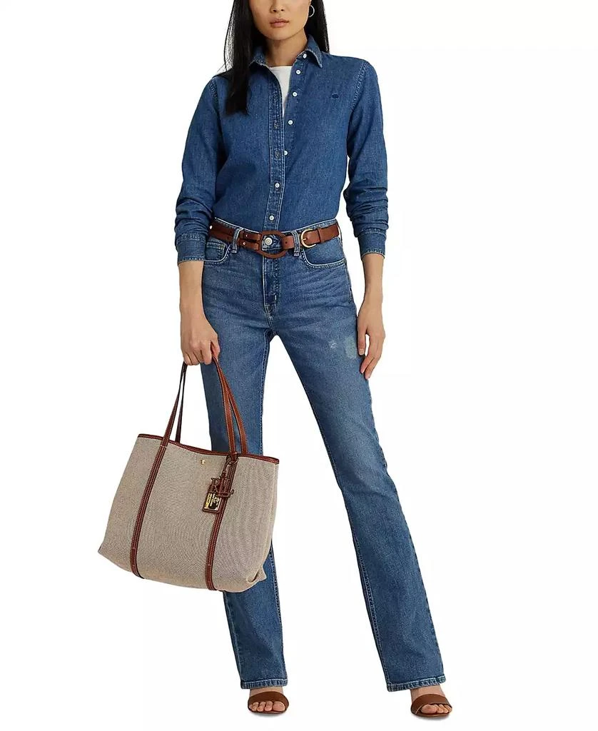 Ralph Lauren Emerie Canvas and Leather Extra Large Tote 6