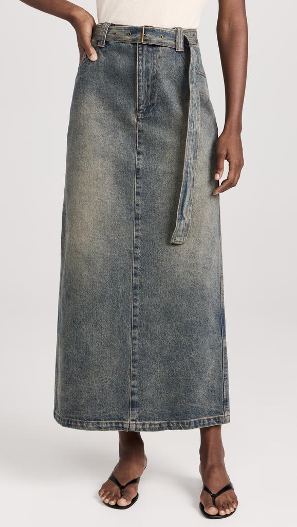 Pixie Market Belted Dirty-Wash Maxi Skirt