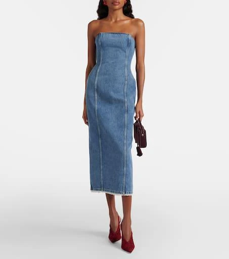 Magda Butrym Strapless denim bustier dress 2