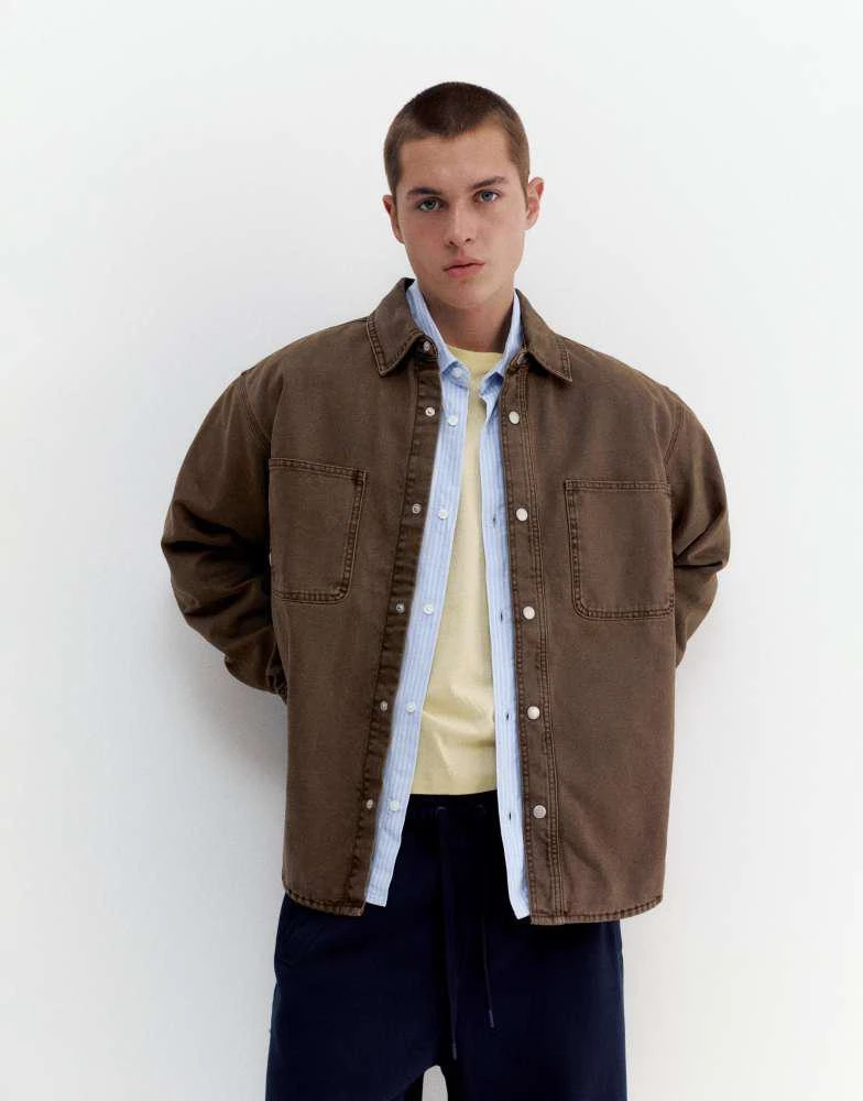 Pull&Bear Pull&Bear Pocket overshirt in chocolate