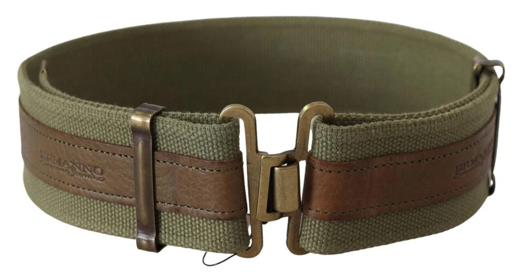 Ermanno Scervino Cotton Round Buckle Waist Belt Women Green Belts Ermanno Scervino Army Green Cotton Round Buckle Waist  main image 2