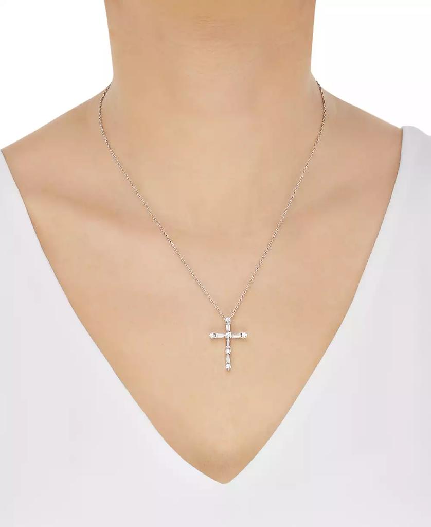 Arabella Sterling Silver White Cubic Zirconia Cross Pendant Necklace (1-1/2 ct. t.w.)
