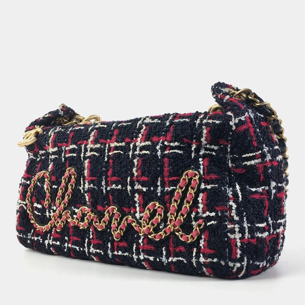 Chanel Chanel Red Black Tweed Calfskin Signe Bowling Bag 3