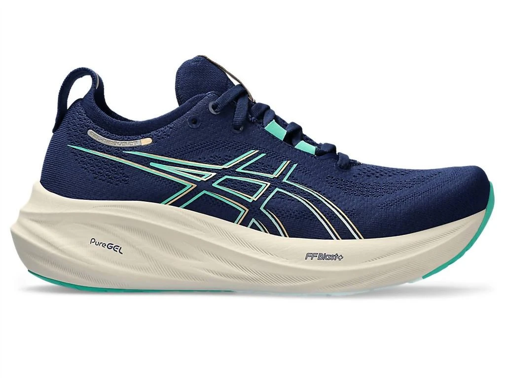 Asics Women Gel-Nimbus 26 Running Shoes In Blue Expanse/aurora Green 1