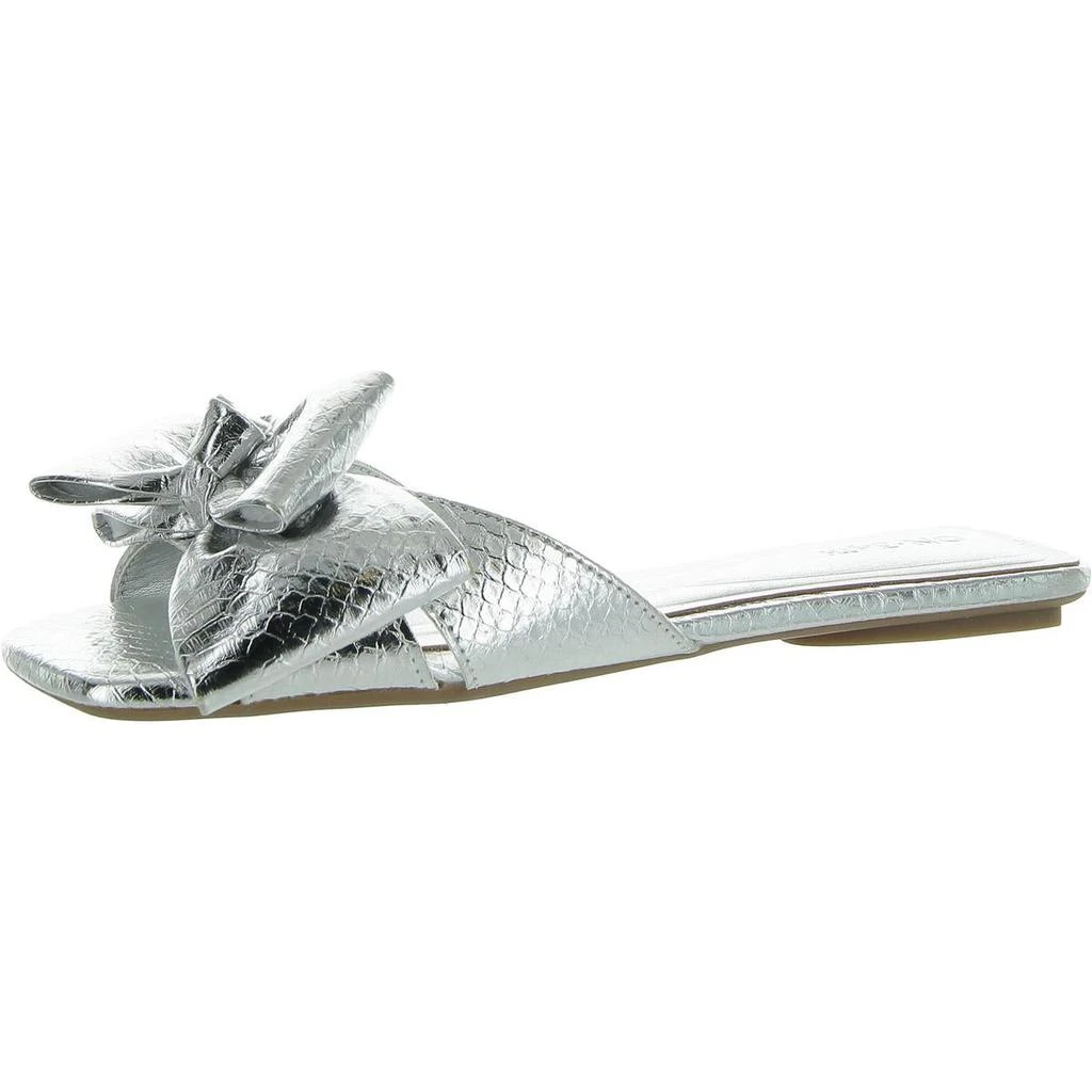 On 34th JAZMINN Womens Faux Leather Bow Slide Sandals 5