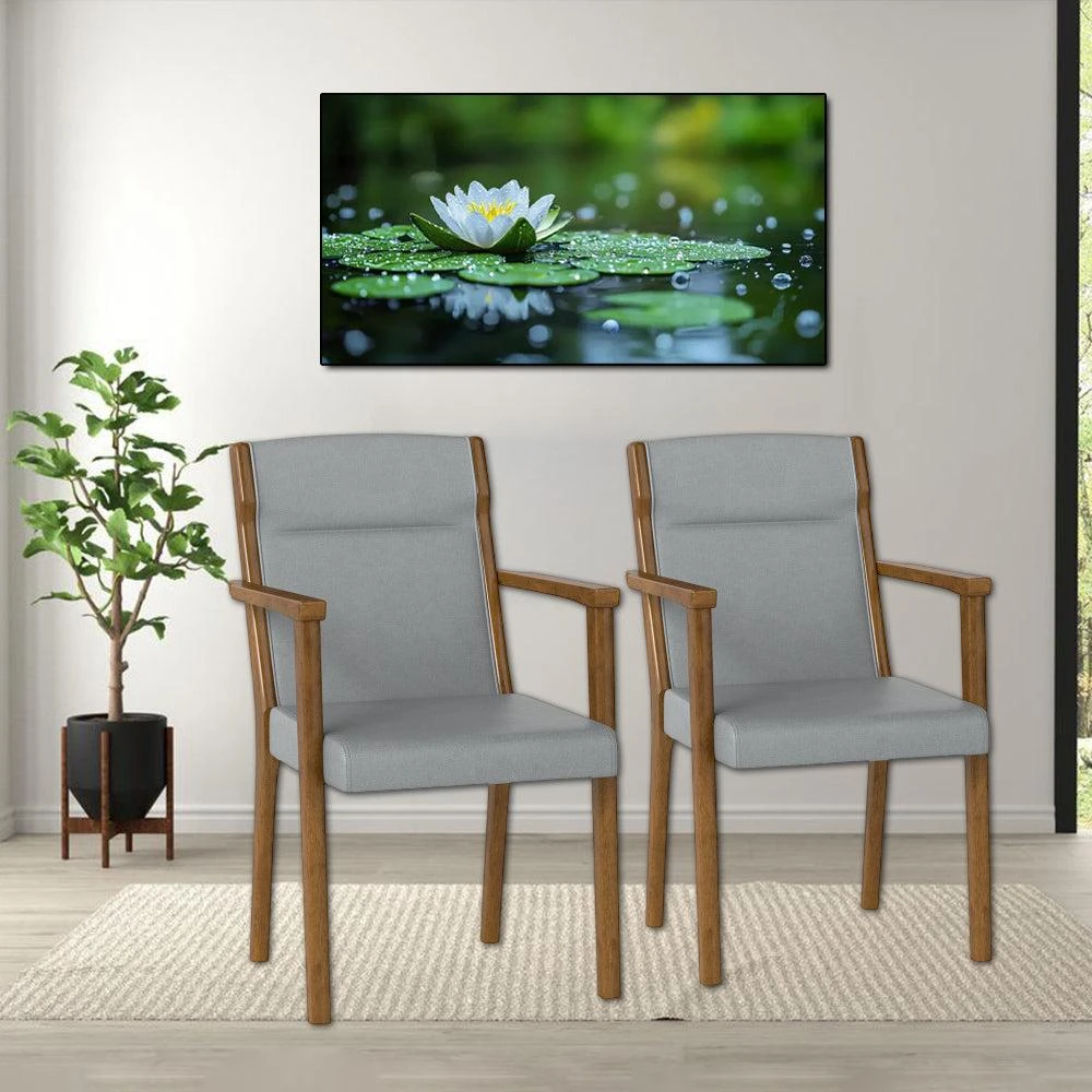 Hivvago Set of 2 High-Back Wooden Accent Chairs with Plush Upholstery and Cushioned Seat