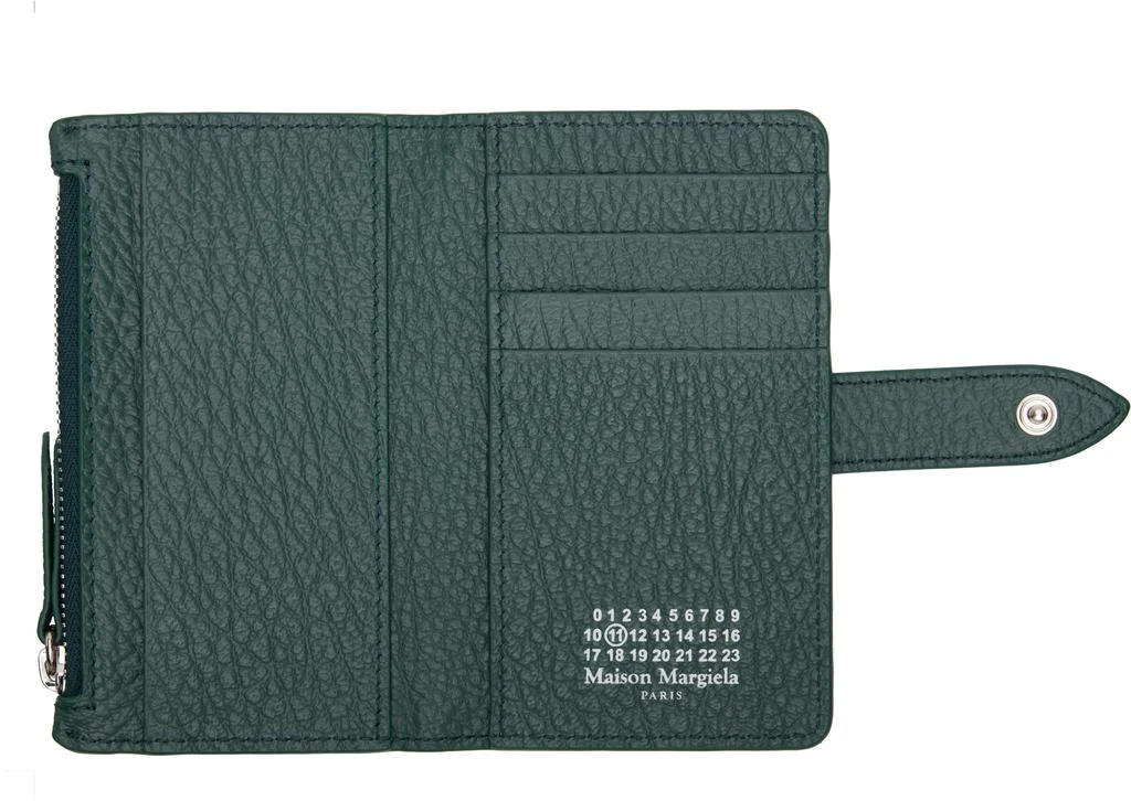 MAISON MARGIELA Green Four Stitches Zip Card Holder 3