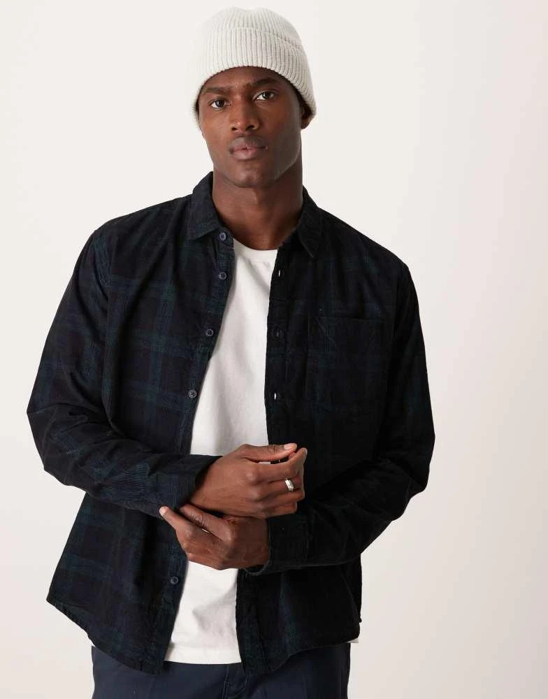 New Look New Look cord check shirt in green and navy 1