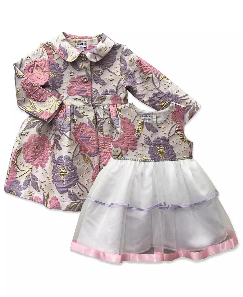 Blueberi Boulevard Baby Girls
Printed Brocade Coat and Dress, 2-Piece Set
