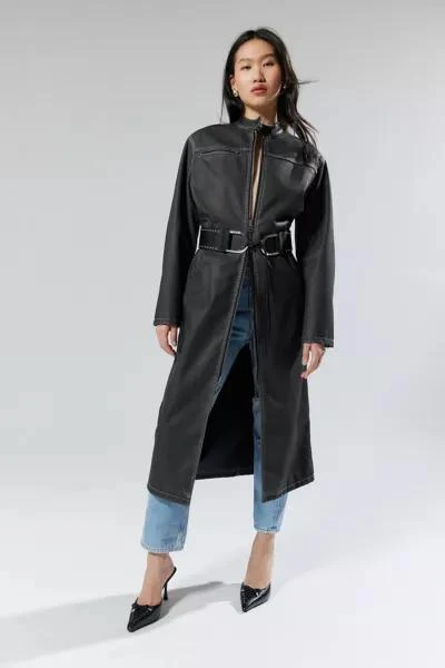 Silence + Noise Silence + Noise Riley Faux Leather Moto Trench Coat 1
