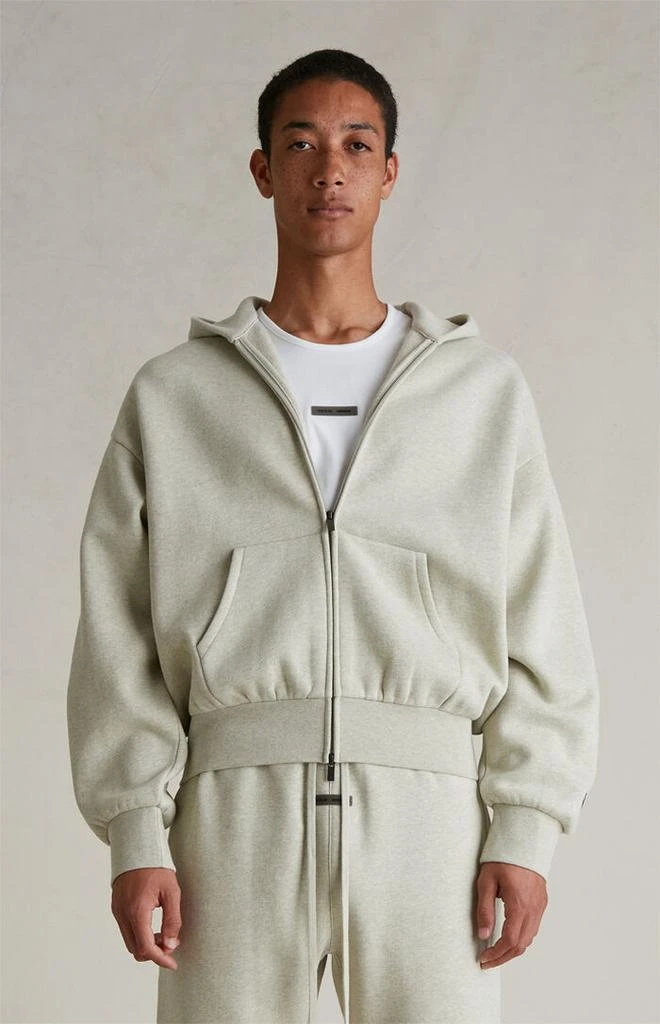 Essentials Heather Stone Classic Fleece Zip Up Hoodie 3