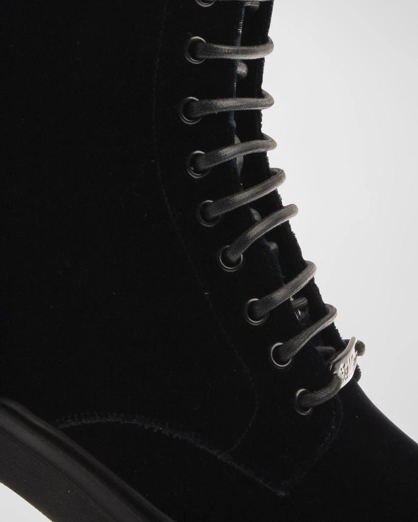 John Galliano Paris Men's Lug Sole Velvet Combat Boots 4