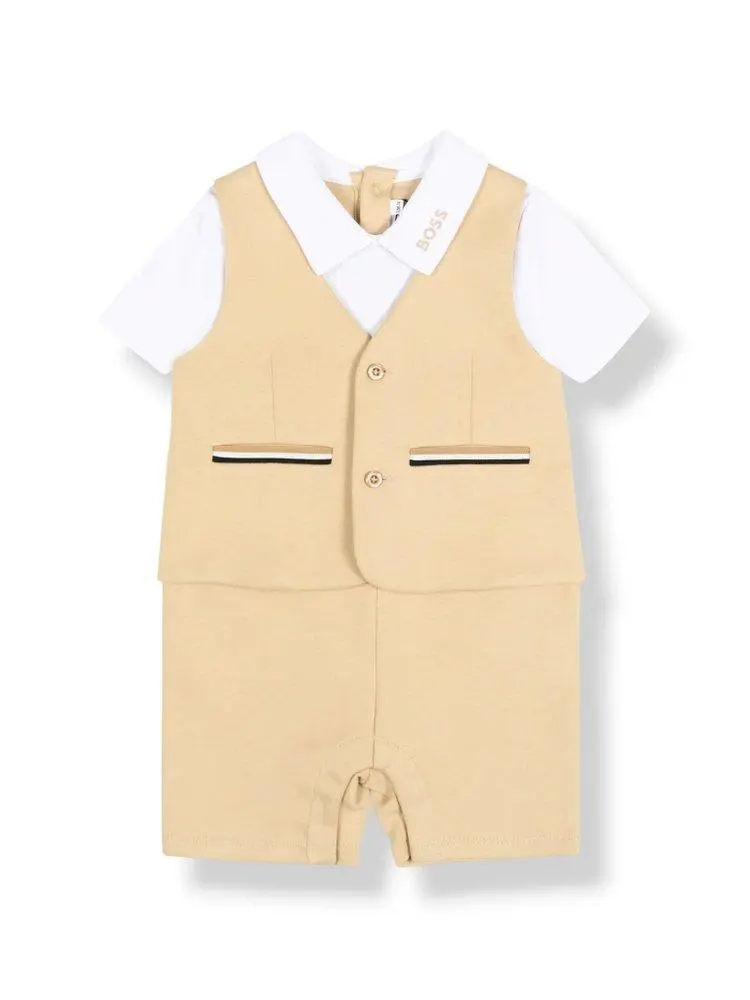 Hugo Boss Hugo Boss Kids Logo Printed Buttoned Swimsuit