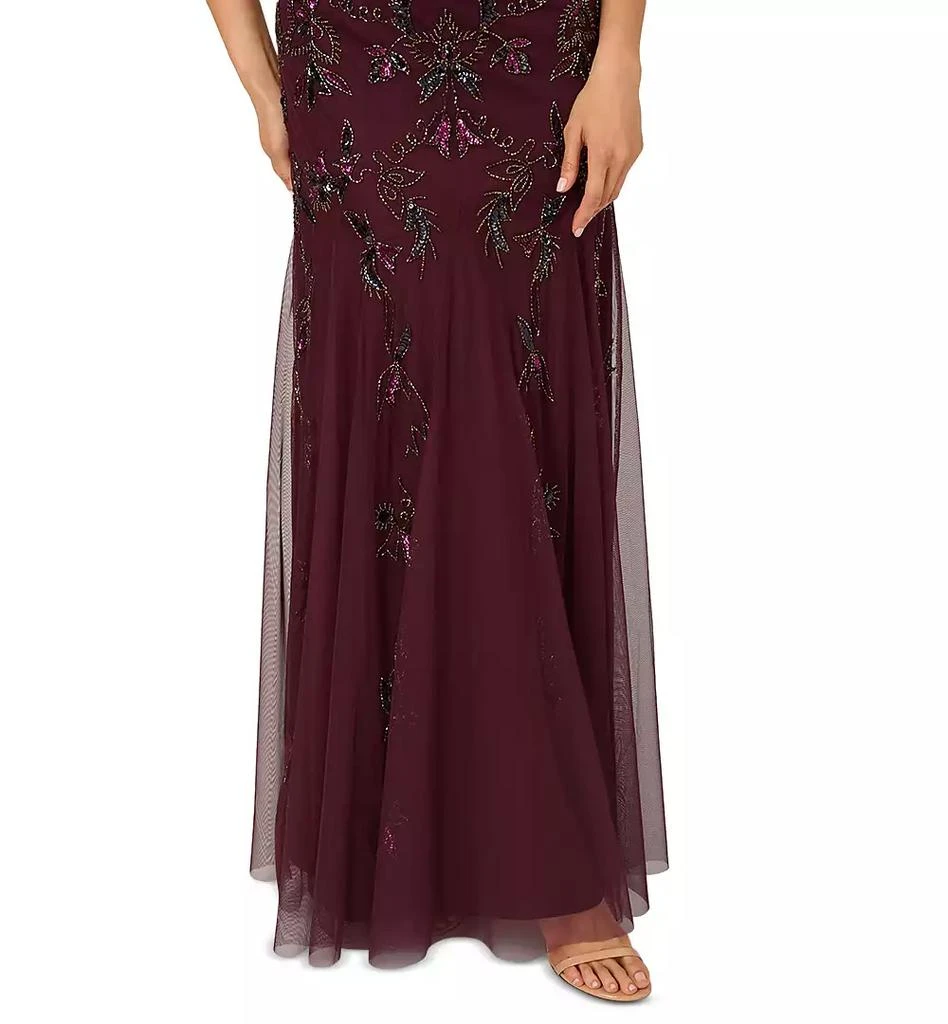 Adrianna Papell Women's Floral Beaded Mermaid Gown 4