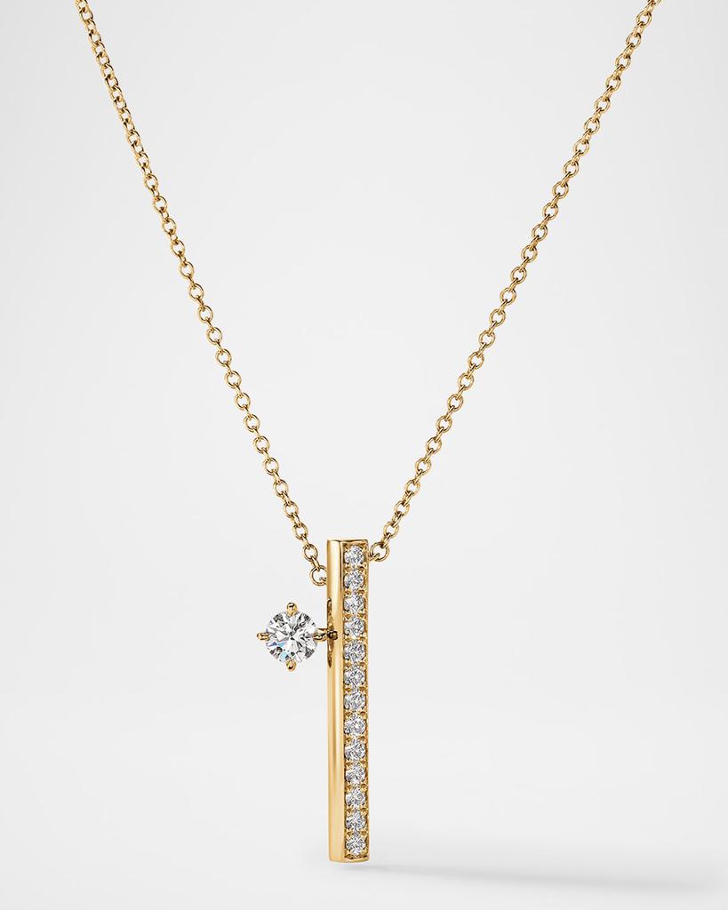 Hearts On Fire 18K Yellow Gold Barre Floating Single Diamond Pave Pendant Necklace