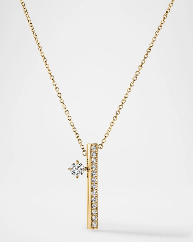 Hearts On Fire 18K Yellow Gold Barre Floating Single Diamond Pave Pendant Necklace 1