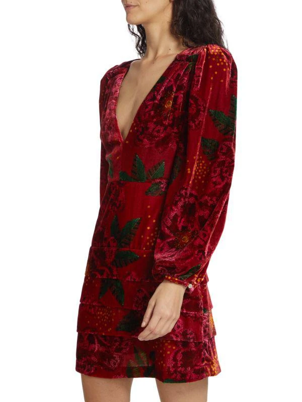 Farm Rio Shiny Flowers Velvet Minidress 3