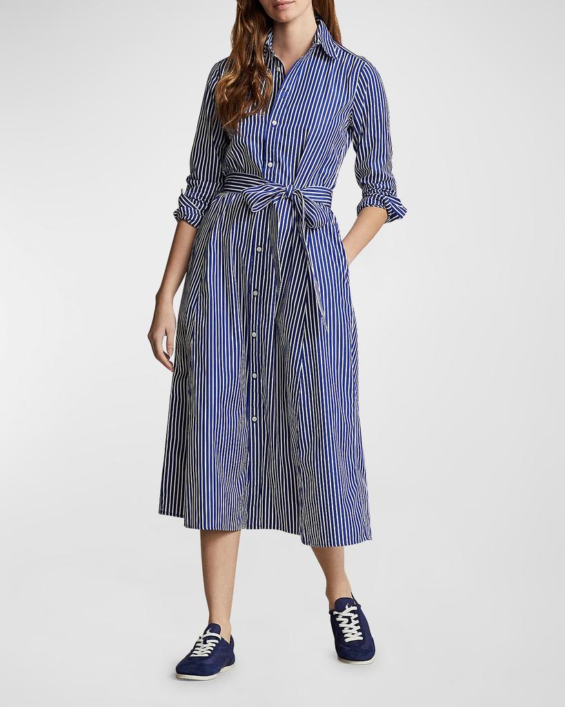 Ralph Lauren Belted Striped Cotton Shirtdress