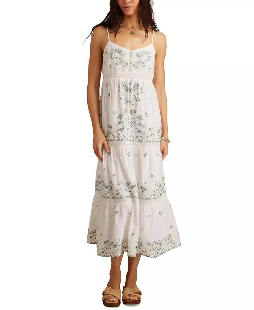 Lucky Brand Women's Embroidered Floral Sleeveless Maxi Dress