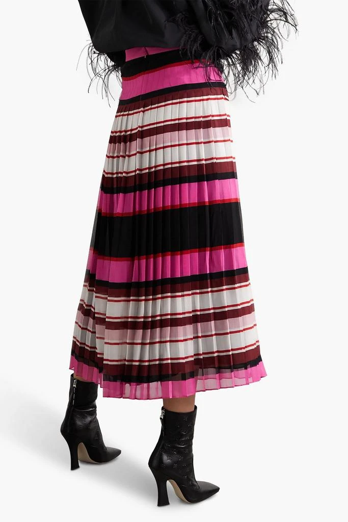 Valentino Pleated striped silk-georgette midi skirt 3