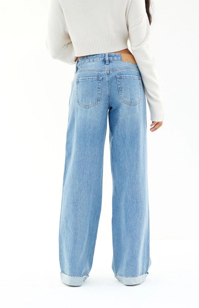 PacSun Casey Medium Indigo Roll Cuff Low Rise Baggy Jeans 4