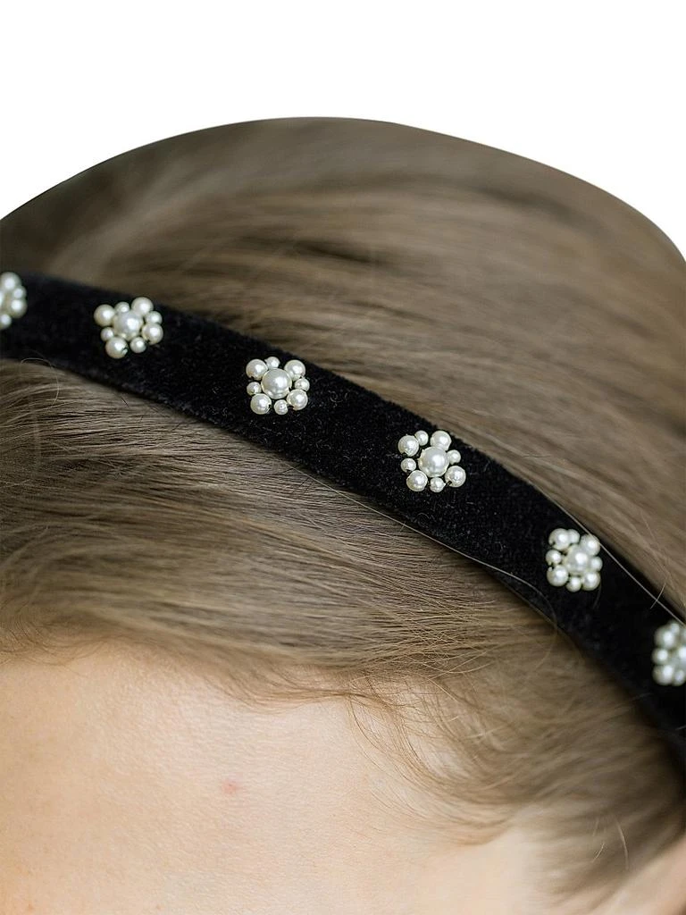 Jennifer Behr Maggie Imitation-Pearl Velvet Headband 2