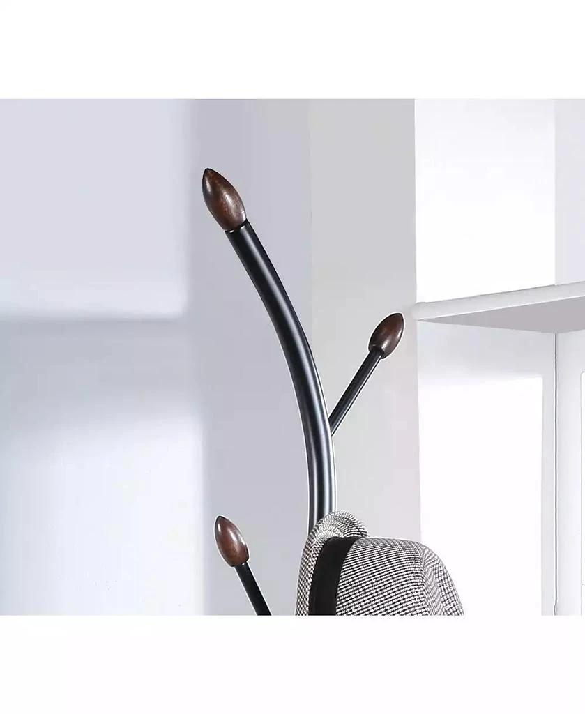 Streamdale Furniture Arles Metal Black and Walnut Standing Coat Rack 5